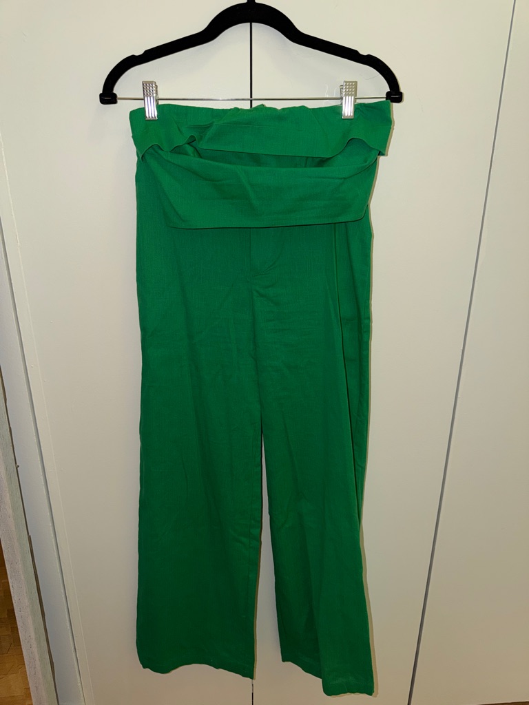 Green Strapless Wide-Leg Jumpsuit